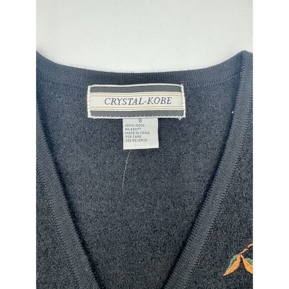 Vintage Crystal-Kobe Wool Leaf Button Down Vest Small - Picture 4 of 4